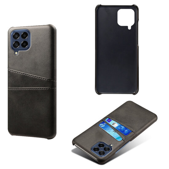 Samsung Galaxy M53 Hoesje - MobyDefend Lederen Backcover Met Vakjes Voor Pasjes - Zwart