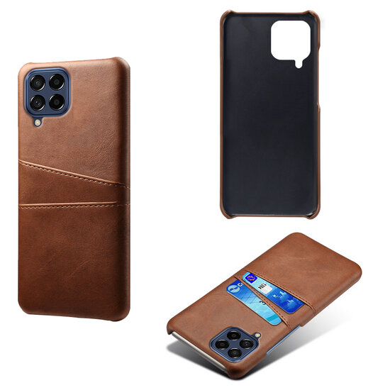 Samsung Galaxy M53 Hoesje - MobyDefend Lederen Backcover Met Vakjes Voor Pasjes - Bruin