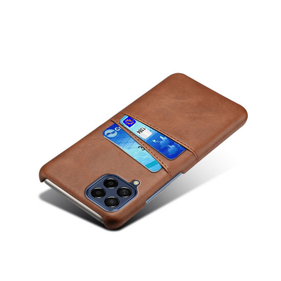 Samsung Galaxy M53 Hoesje - MobyDefend Lederen Backcover Met Vakjes Voor Pasjes - Bruin