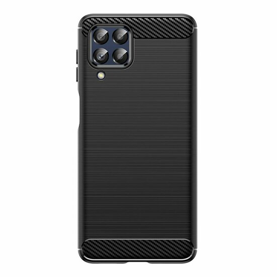 Samsung Galaxy M53 Hoesje, MobyDefend TPU Gelcase, Geborsteld Metaal + Carbonlook, Zwart