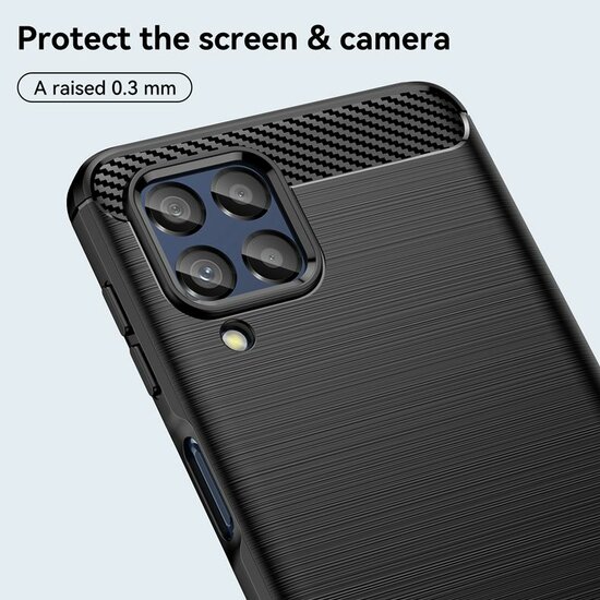Samsung Galaxy M53 Hoesje - MobyDefend TPU Backcover - Geborstelde Metaal &amp; Carbon-Look - Rood