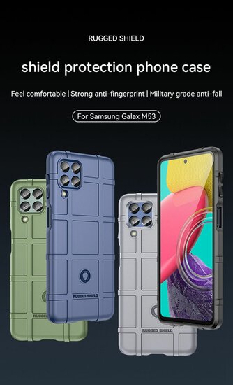 Samsung Galaxy M53 Hoesje, Rugged Shield TPU Gelcase, Zwart
