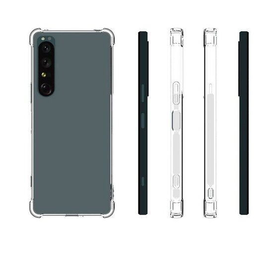 Sony Xperia 1 IV Hoesje, MobyDefend Transparante Shockproof TPU Gelcase, Verstevigde Hoeken, Volledig Doorzichtig