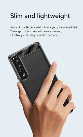 Sony Xperia 1 IV Hoesje - MobyDefend TPU Backcover - Geborstelde Metaal &amp; Carbon-Look - Rood