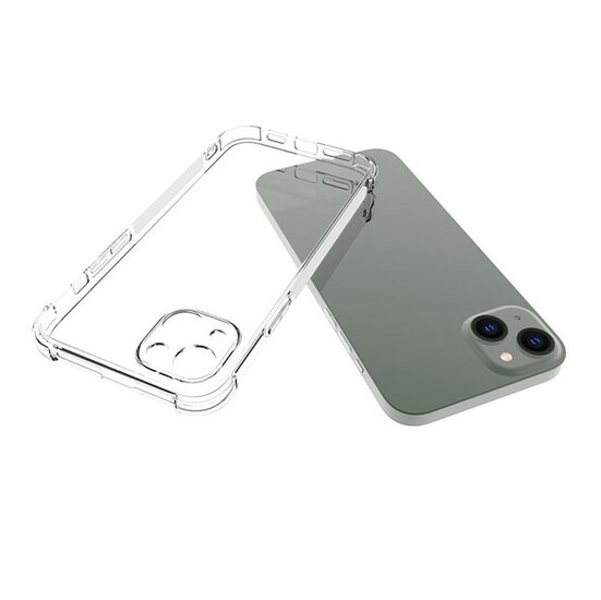 iPhone 14 Plus Hoesje, MobyDefend Transparante Shockproof TPU Gelcase, Verstevigde Hoeken, Volledig Doorzichtig