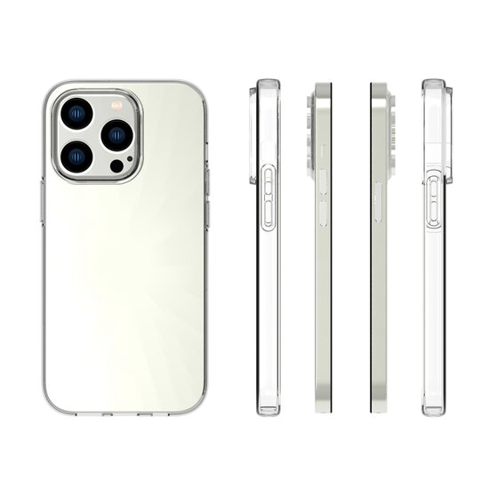 iPhone 14 Pro Hoesje, MobyDefend Transparante TPU Gelcase, Volledig Doorzichtig