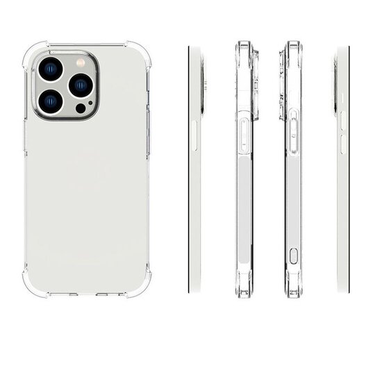 iPhone 14 Pro Hoesje, MobyDefend Transparante Shockproof TPU Gelcase, Verstevigde Hoeken, Volledig Doorzichtig