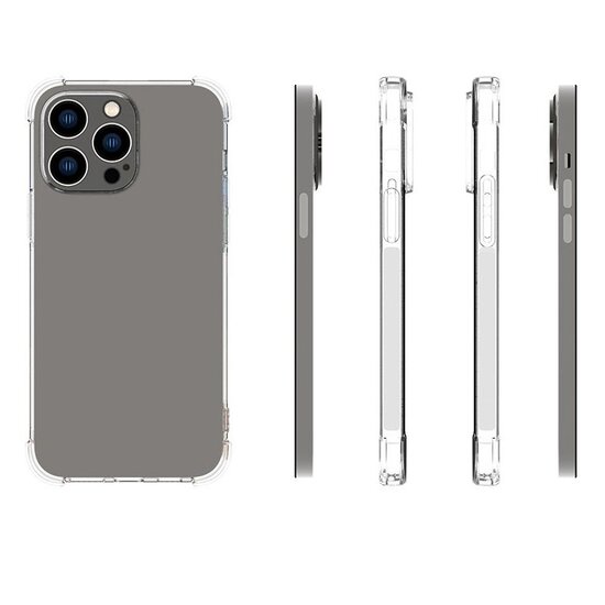 iPhone 14 Pro Max Hoesje, MobyDefend Transparante Shockproof TPU Gelcase, Verstevigde Hoeken, Volledig Doorzichtig