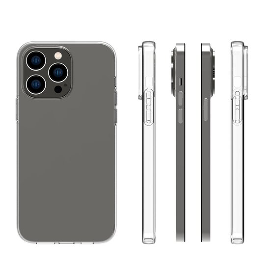 iPhone 14 Pro Max Hoesje, MobyDefend Transparante TPU Gelcase, Volledig Doorzichtig