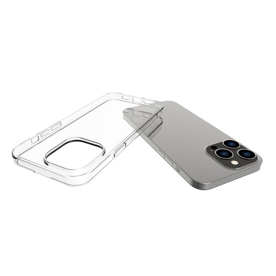 iPhone 14 Pro Max Hoesje, MobyDefend Transparante TPU Gelcase, Volledig Doorzichtig