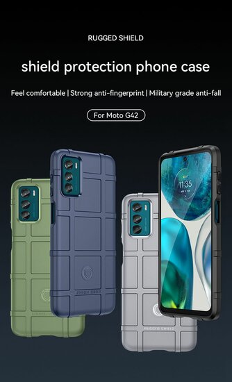 Motorola Moto G42 Hoesje, Rugged Shield TPU Gelcase, Zwart