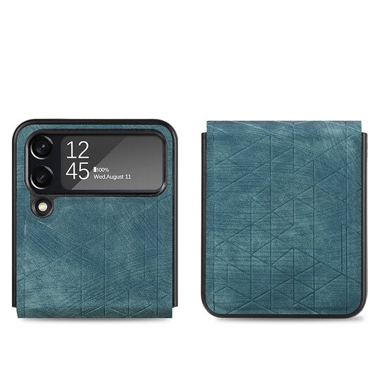 Samsung Galaxy Z Flip 4 Hoesje, MobyDefend Vouwbare Backcover, Donkerblauw