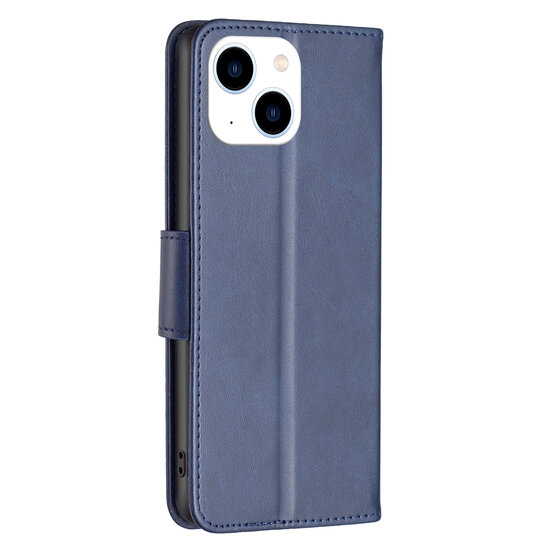iPhone 14 Hoesje, MobyDefend Wallet Book Case Met Koord, Blauw