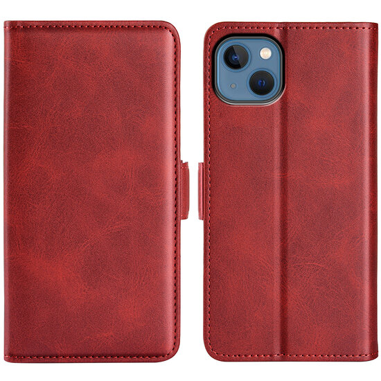 iPhone 14 Plus Hoesje, MobyDefend Luxe Wallet Book Case (Sluiting Zijkant), Rood