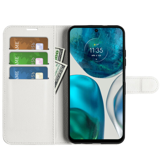 Motorola Moto G42 Hoesje, MobyDefend Kunstleren Wallet Book Case (Sluiting Voorkant), Wit
