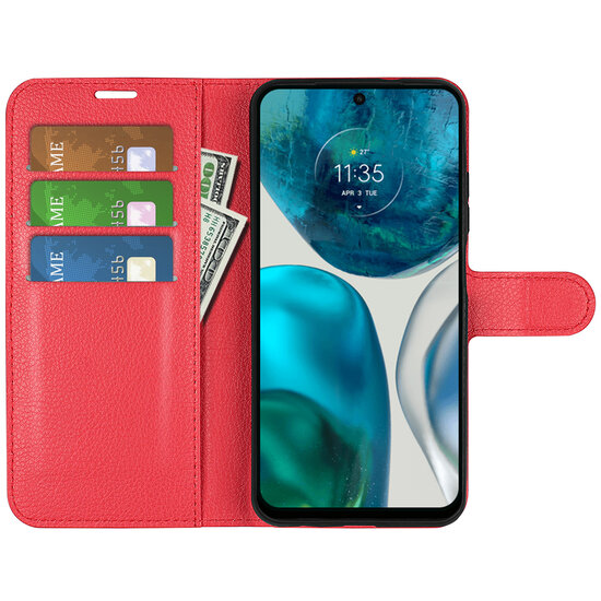 Motorola Moto G42 Hoesje - MobyDefend Kunstleren Wallet Book Case (Sluiting Voorkant) - Rood