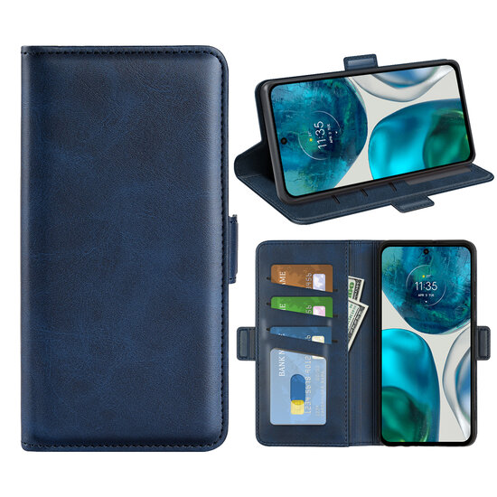 Motorola Moto G42 Hoesje - MobyDefend Luxe Wallet Book Case (Sluiting Zijkant) - Blauw
