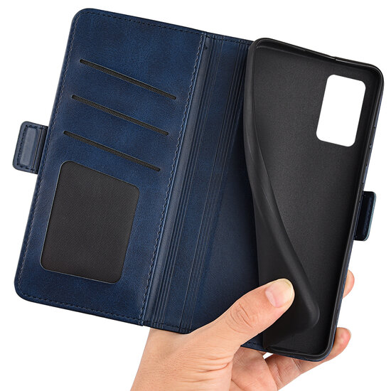 Motorola Moto G42 Hoesje - MobyDefend Luxe Wallet Book Case (Sluiting Zijkant) - Blauw