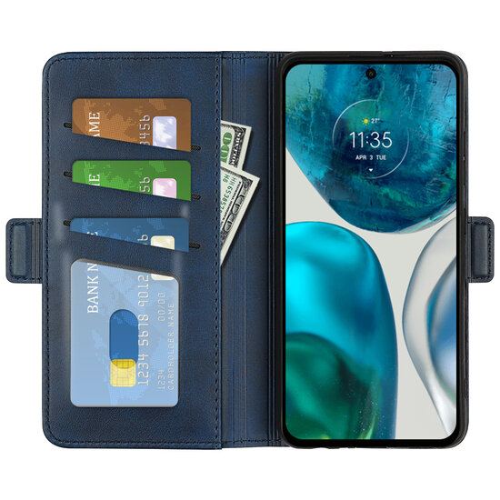 Motorola Moto G42 Hoesje - MobyDefend Luxe Wallet Book Case (Sluiting Zijkant) - Blauw
