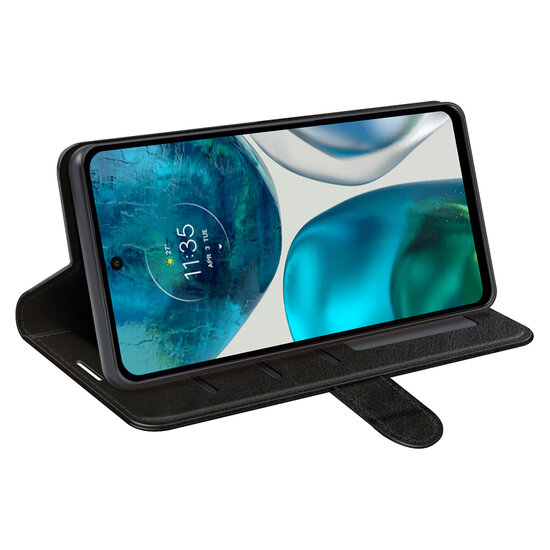 Motorola Moto G42 Hoesje - MobyDefend Wallet Book Case (Sluiting Achterkant) - Zwart
