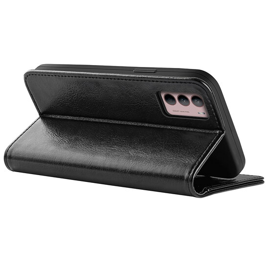 Motorola Moto G42 Hoesje - MobyDefend Wallet Book Case (Sluiting Achterkant) - Zwart