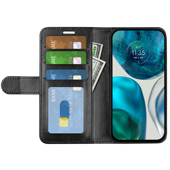 Motorola Moto G42 Hoesje - MobyDefend Wallet Book Case (Sluiting Achterkant) - Zwart