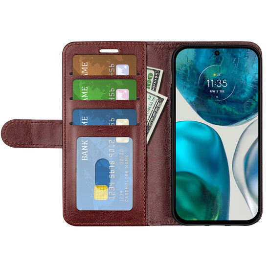 Motorola Moto G42 Hoesje, MobyDefend Wallet Book Case (Sluiting Achterkant), Bruin