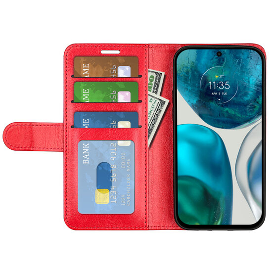 Motorola Moto G42 Hoesje - MobyDefend Wallet Book Case (Sluiting Achterkant) - Rood