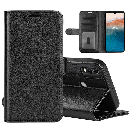 Nokia C21 Plus Hoesje - MobyDefend Wallet Book Case (Sluiting Achterkant) - Zwart