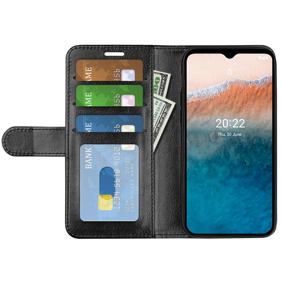 Nokia C21 Plus Hoesje, MobyDefend Wallet Book Case (Sluiting Achterkant), Zwart