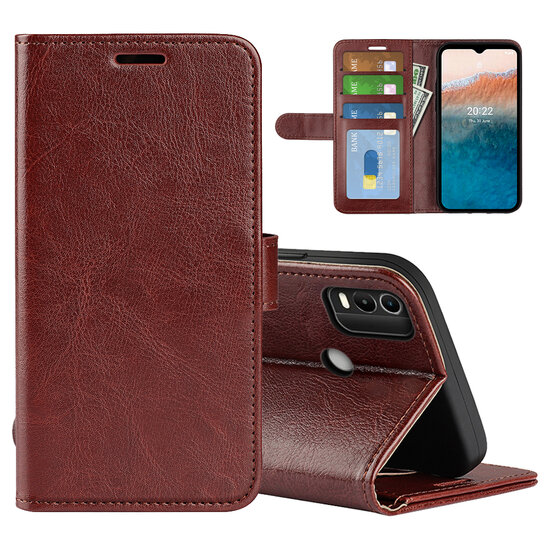 Nokia C21 Plus Hoesje - MobyDefend Wallet Book Case (Sluiting Achterkant) - Bruin