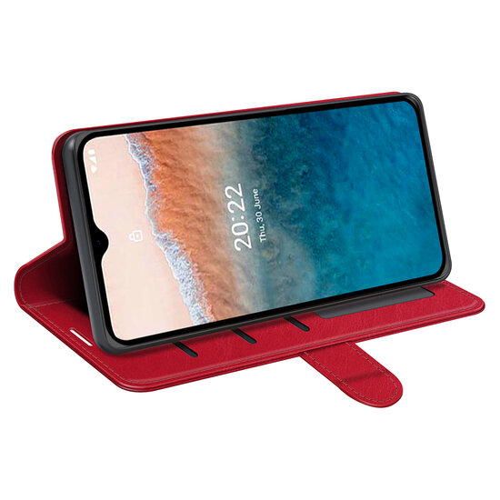 Nokia C21 Plus Hoesje - MobyDefend Wallet Book Case (Sluiting Achterkant) - Rood