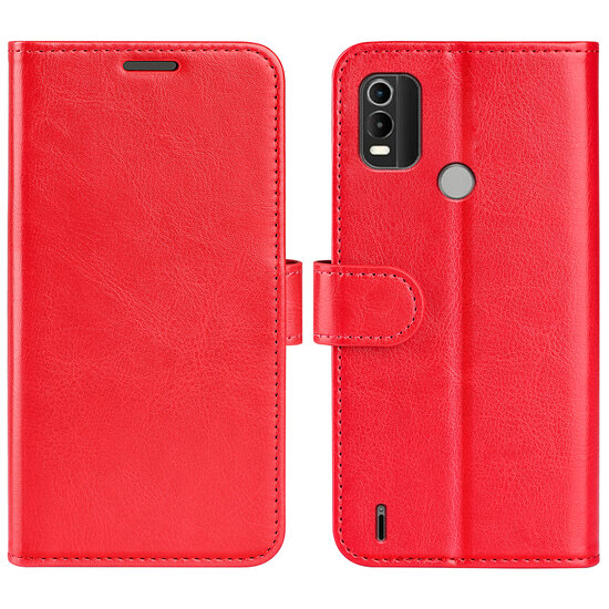 Nokia C21 Plus Hoesje, MobyDefend Wallet Book Case (Sluiting Achterkant), Rood