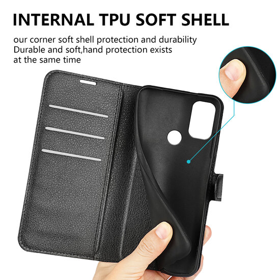 Nokia C21 Plus Hoesje - MobyDefend Kunstleren Wallet Book Case (Sluiting Voorkant) - Zwart
