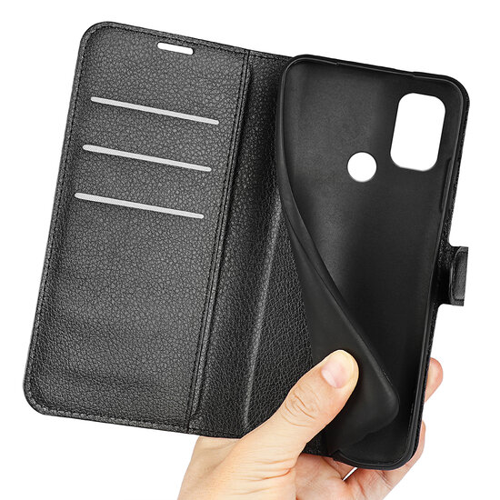 Nokia C21 Plus Hoesje - MobyDefend Kunstleren Wallet Book Case (Sluiting Voorkant) - Zwart