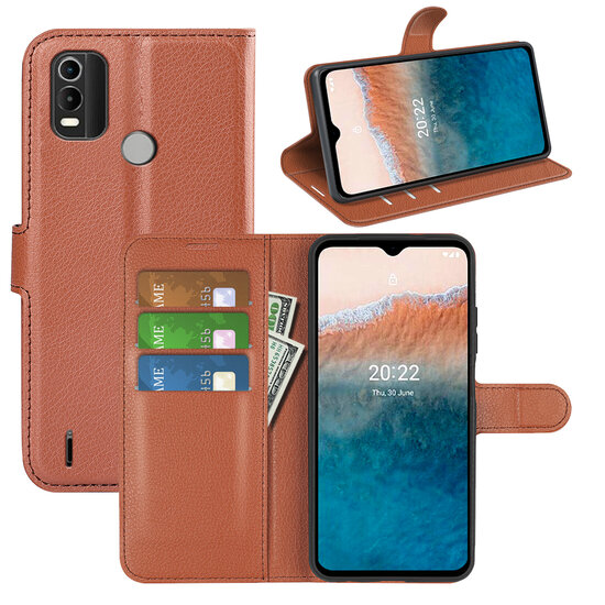 Nokia C21 Plus Hoesje, MobyDefend Kunstleren Wallet Book Case (Sluiting Voorkant), Bruin