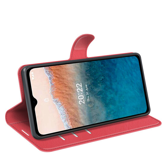 Nokia C21 Plus Hoesje - MobyDefend Kunstleren Wallet Book Case (Sluiting Voorkant) - Rood