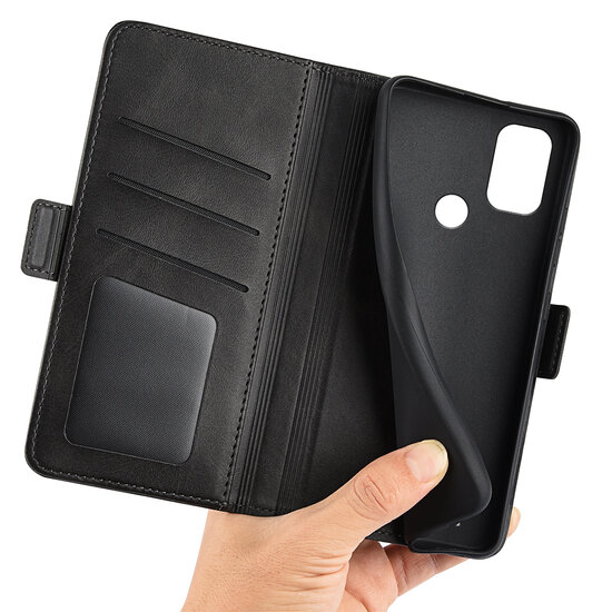 Nokia C21 Plus Hoesje - MobyDefend Luxe Wallet Book Case (Sluiting Zijkant) - Zwart