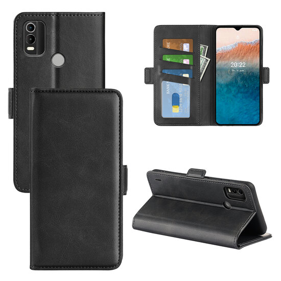 Nokia C21 Plus Hoesje - MobyDefend Luxe Wallet Book Case (Sluiting Zijkant) - Zwart