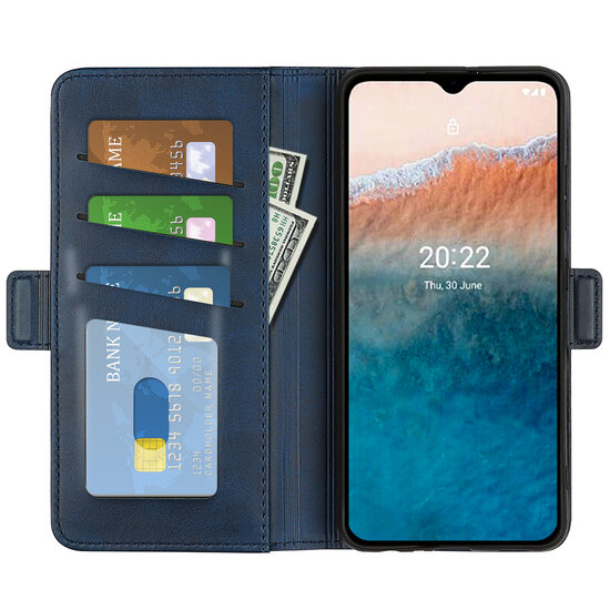 Nokia C21 Plus Hoesje - MobyDefend Luxe Wallet Book Case (Sluiting Zijkant) - Blauw