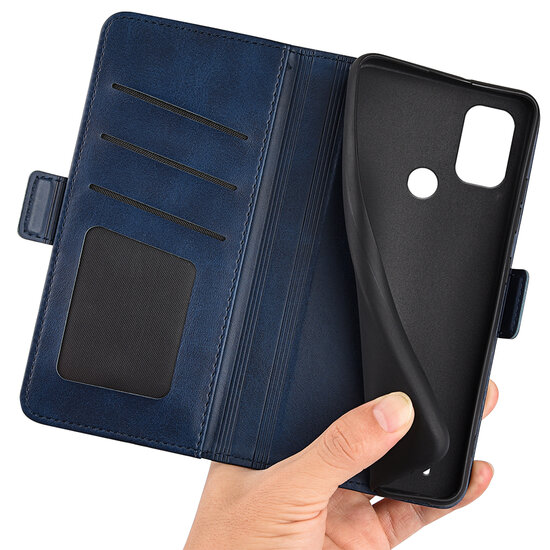 Nokia C21 Plus Hoesje, MobyDefend Luxe Wallet Book Case (Sluiting Zijkant), Blauw