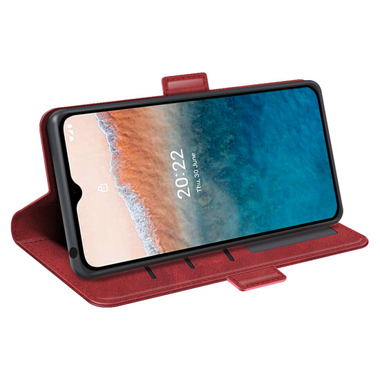 Nokia C21 Plus Hoesje - MobyDefend Luxe Wallet Book Case (Sluiting Zijkant) - Rood