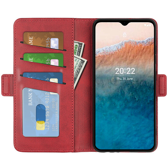 Nokia C21 Plus Hoesje - MobyDefend Luxe Wallet Book Case (Sluiting Zijkant) - Rood
