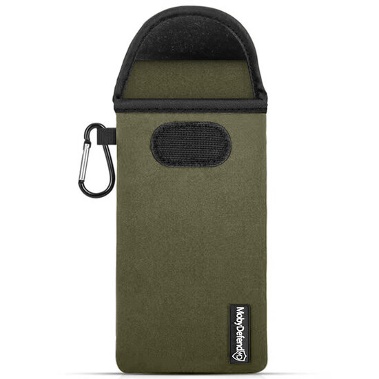 Hoesje voor Motorola Moto G32, MobyDefend Neopreen Pouch Met Karabijnhaak, Insteekhoesje, Riemlus Hoesje, Groen