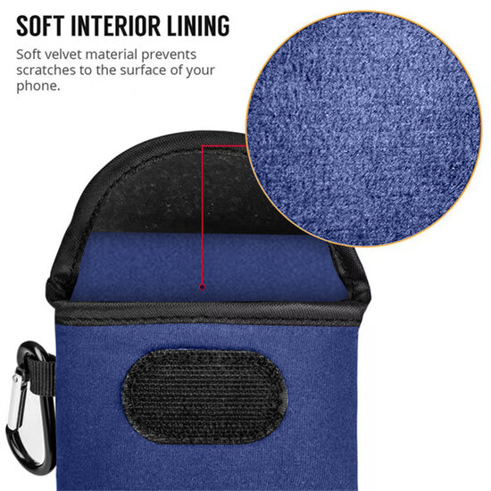 Hoesje voor Samsung Galaxy A04s - MobyDefend Neopreen Pouch Met Karabijnhaak - Insteekhoesje - Riemlus Hoesje - Blauw