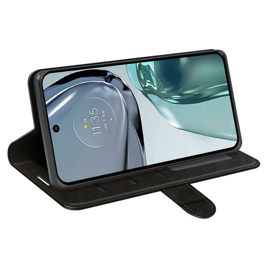 Motorola Moto G62 Hoesje, MobyDefend Wallet Book Case (Sluiting Achterkant), Zwart