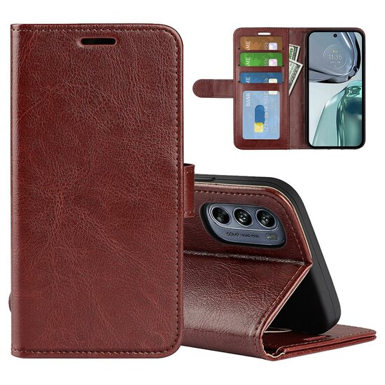 Motorola Moto G62 Hoesje - MobyDefend Wallet Book Case (Sluiting Achterkant) - Bruin