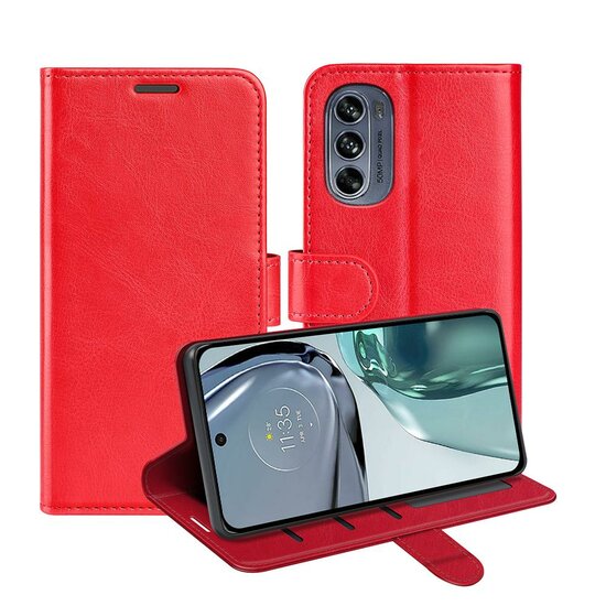 Motorola Moto G62 Hoesje - MobyDefend Wallet Book Case (Sluiting Achterkant) - Rood