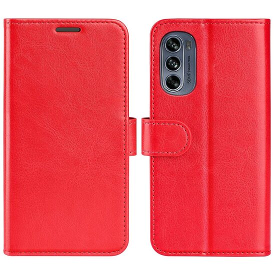 Motorola Moto G62 Hoesje, MobyDefend Wallet Book Case (Sluiting Achterkant), Rood