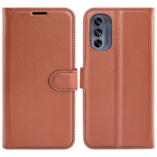 Motorola Moto G62 Hoesje - MobyDefend Kunstleren Wallet Book Case (Sluiting Voorkant) - Bruin